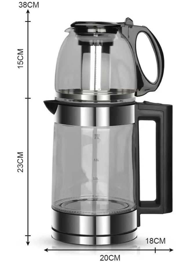 2L Electric Kettle with 0.8L Steam Tea Pot