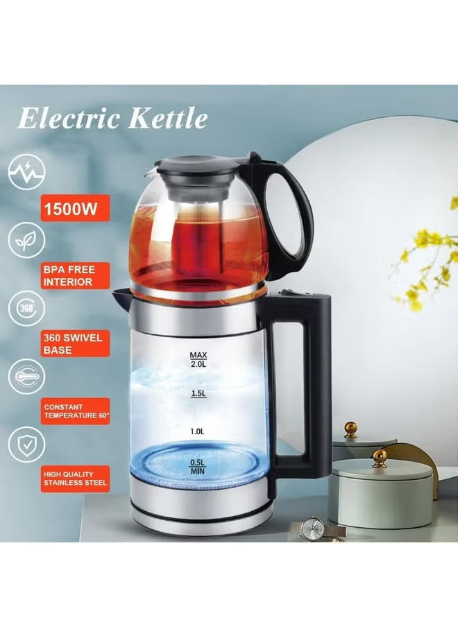 2L Electric Kettle with 0.8L Steam Tea Pot
